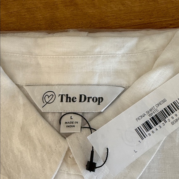 White Button-Up 100% Linen DRESS by The Drop. Size L. Splits. Pockets. New! - Picture 6 of 7